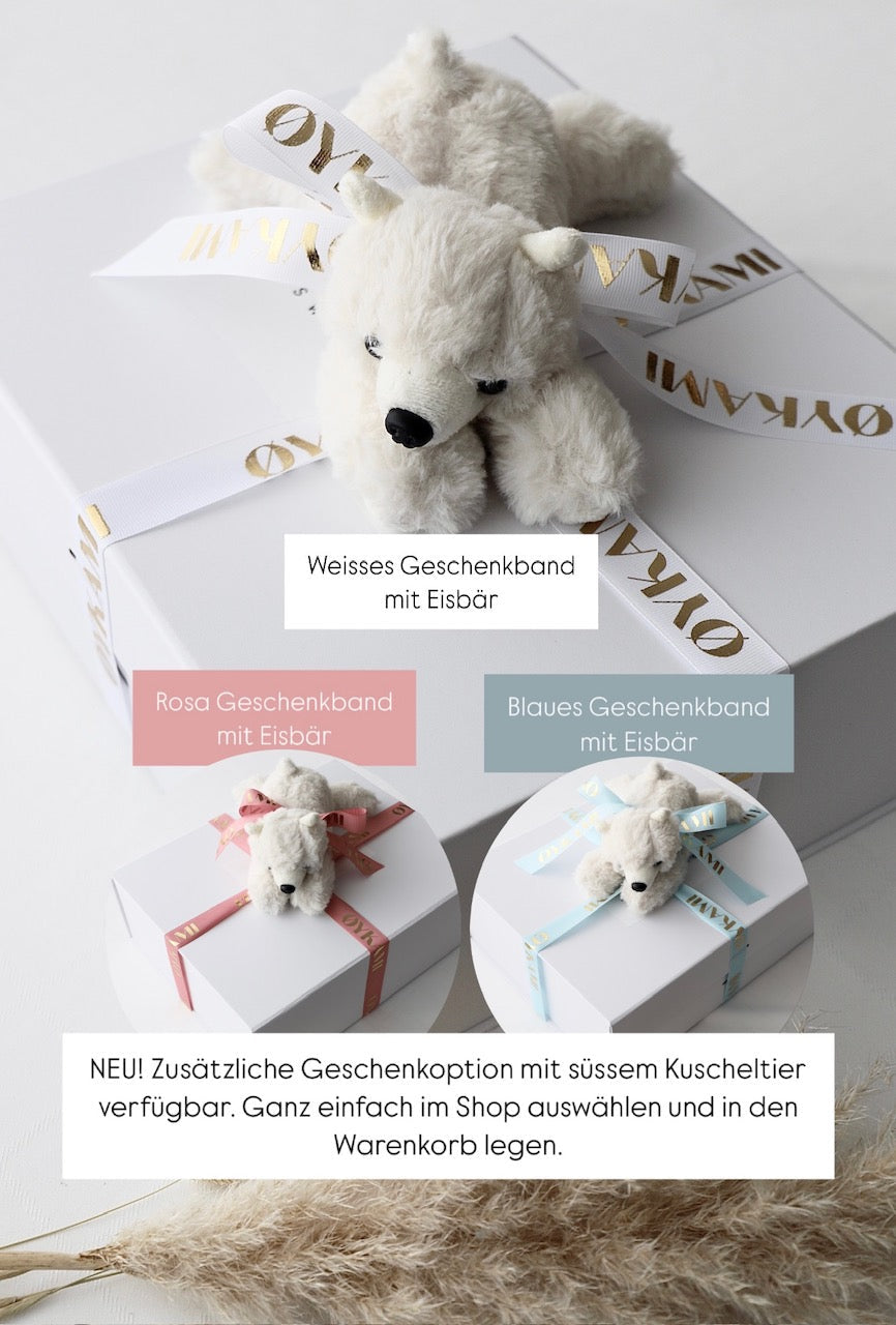 OYKAMI Plüschtier Hase – Geschenkbox mit Beissring, Schnullerkette – Rosa – ab 0 J.