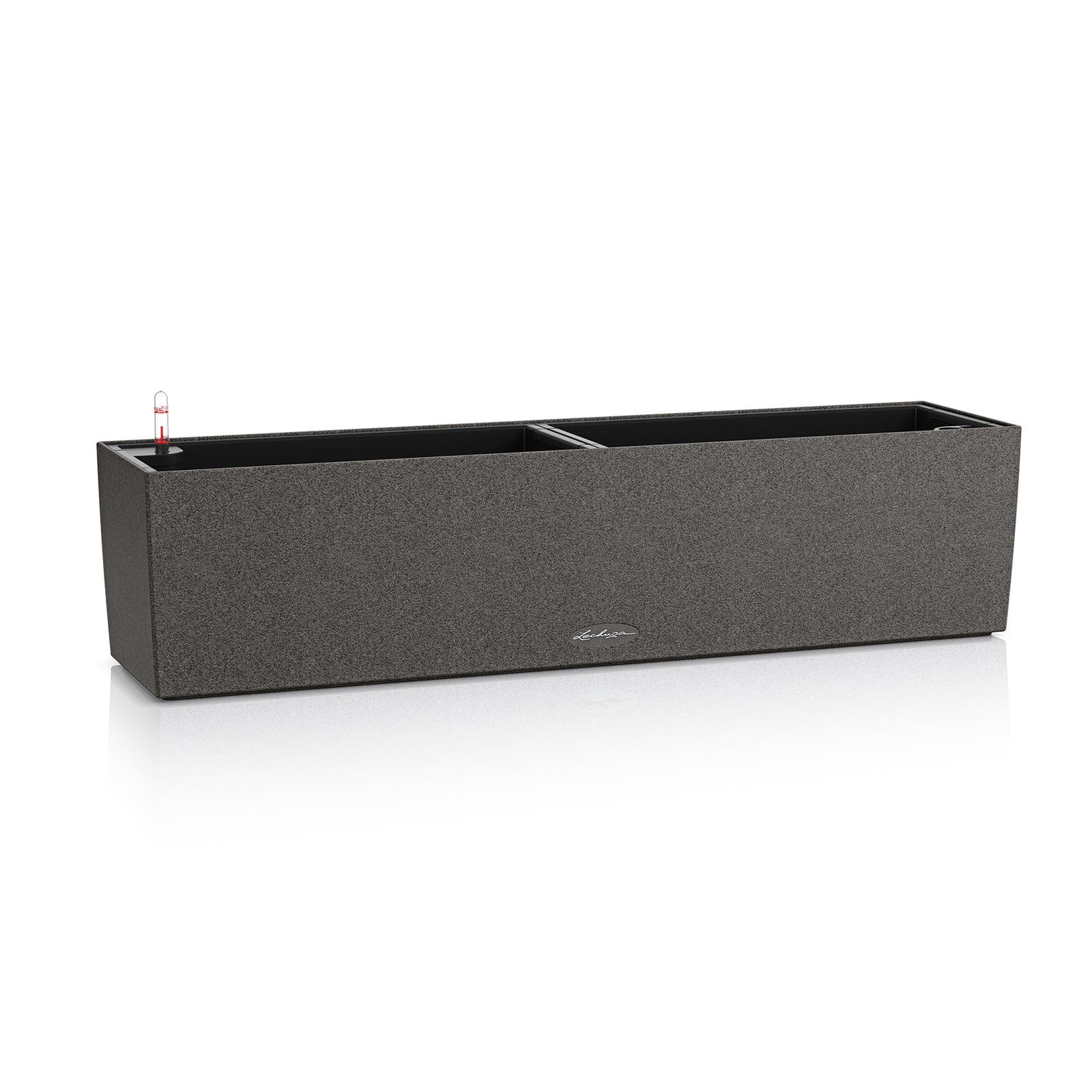 LECHUZA BALCONERA Stone 80 Blumentopf – 12 l, 79 × 19 × 19 cm – Polypropylen, schwarz