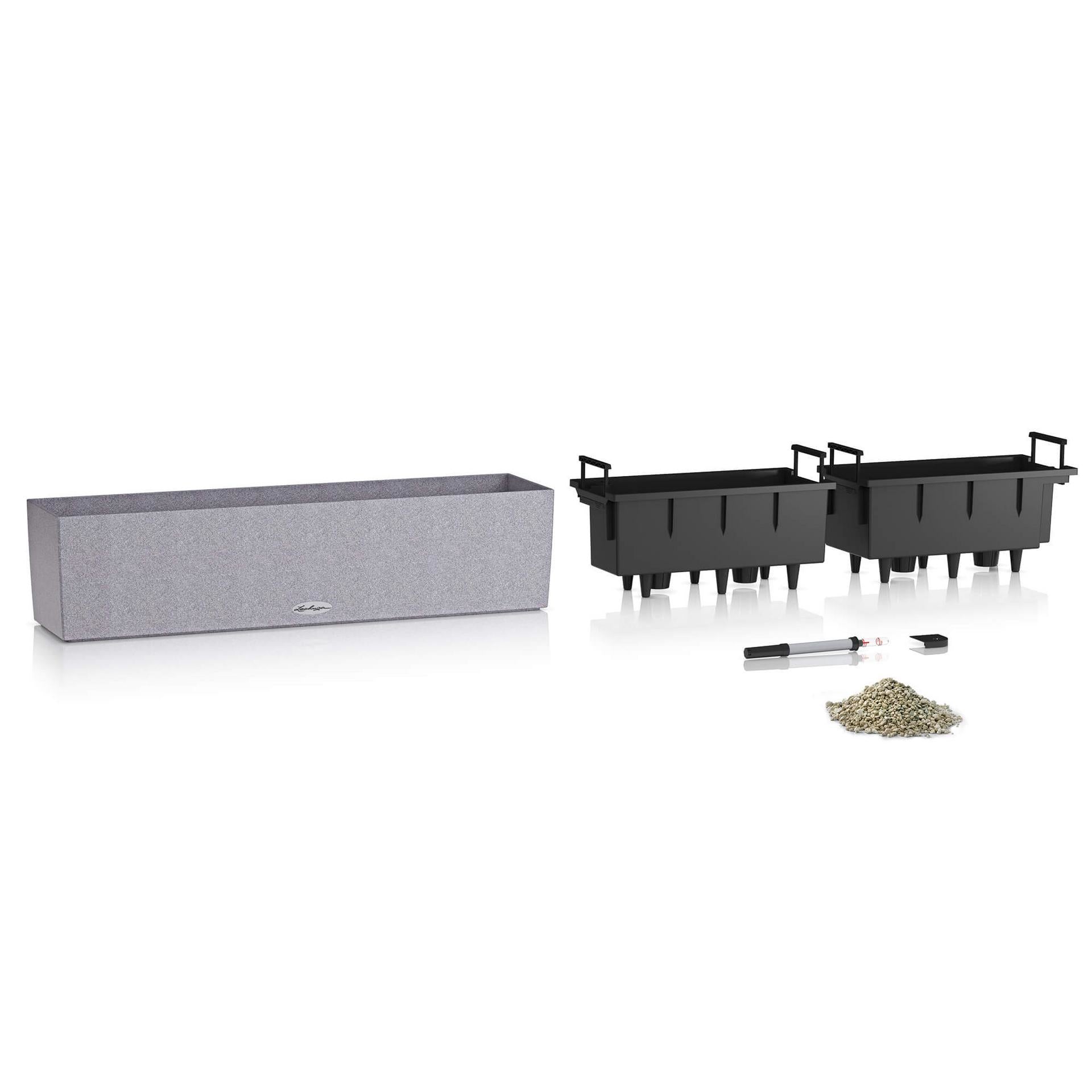 LECHUZA BALCONERA Stone 80 Blumentopf – 79 × 19 × 21 cm – Kunststoff, beige