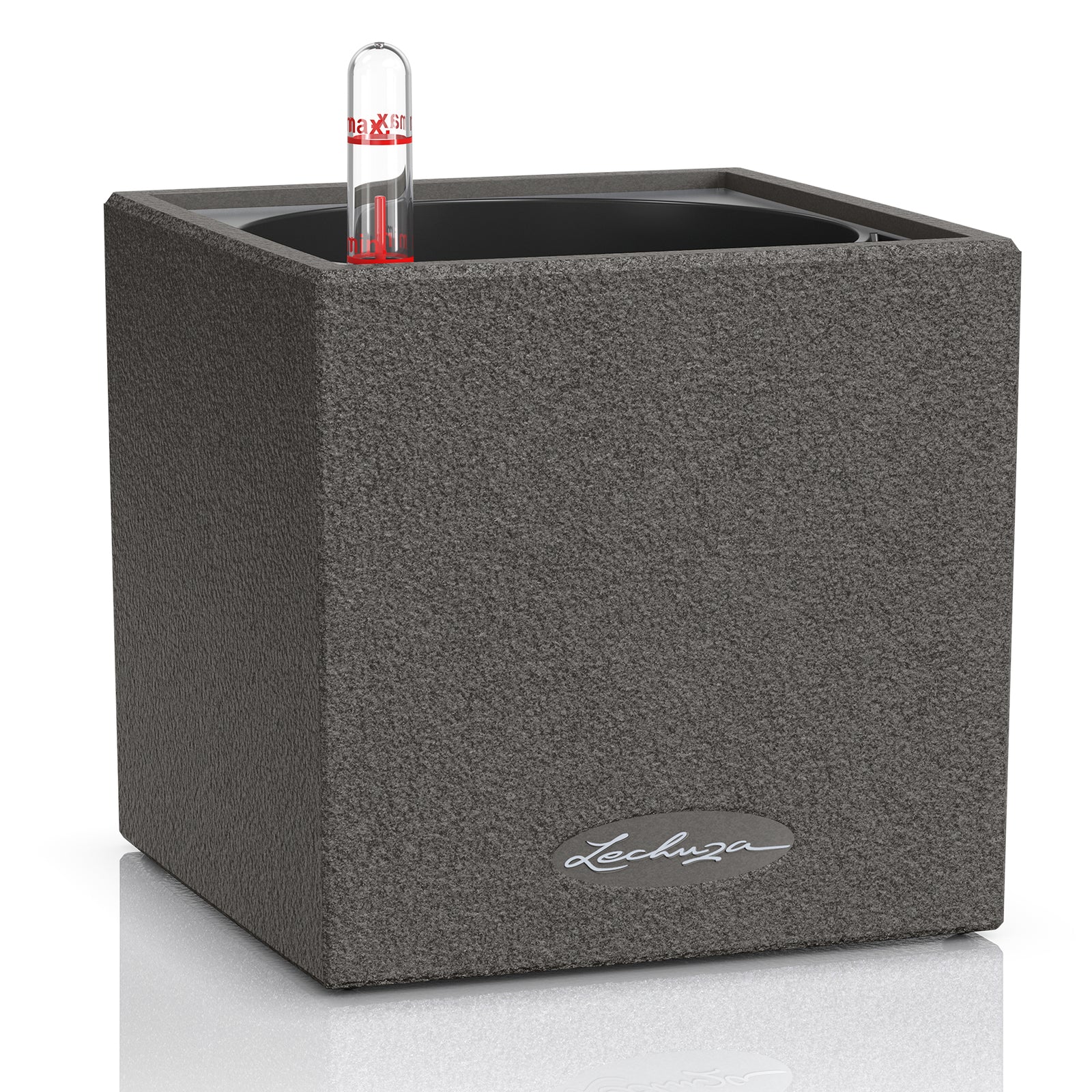 LECHUZA CANTO Stone 14 Topfpflanzer – 14 × 14 × 14 cm – Polypropylen, schwarz