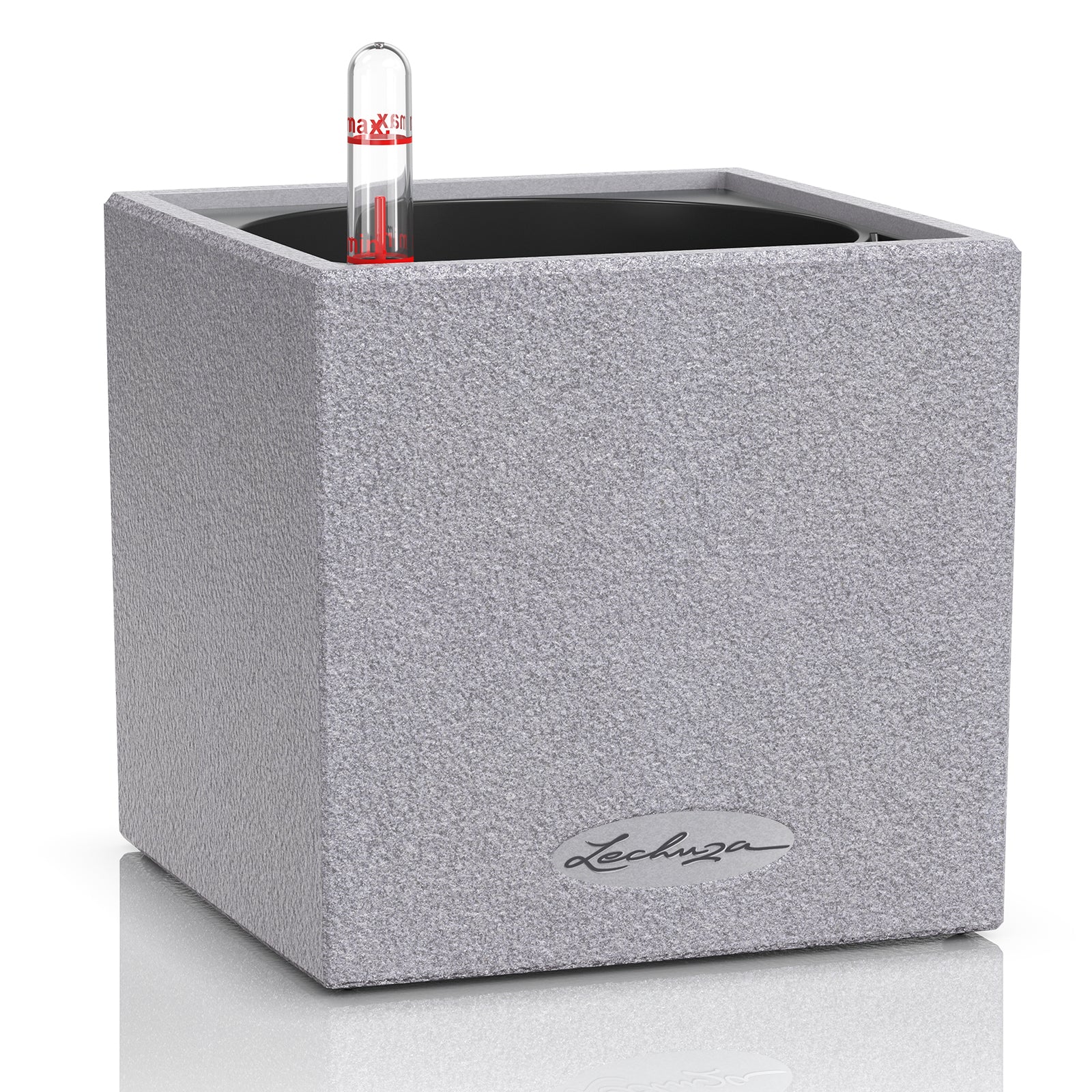 LECHUZA CANTO Stone Topfpflanzer – 14 × 14 × 14 cm – Kunststoff, grau