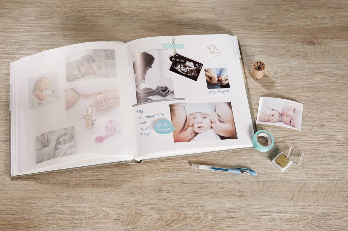 Walther Design Walther Fotoalbum Dreamtime – für 280 × 305 mm, blau, illustrierter Vorspann, Karton