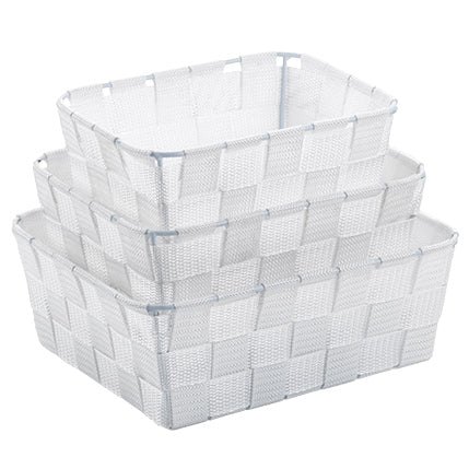 Kela Aufbewahrungsbox Alvaro – Polypropylen (PP), 22×9 cm, 20×9 cm, 24×9 cm, Weiss, 3er-Set