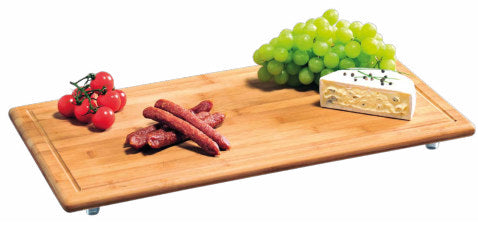 Kesper Schneidebrett 50 × 28 × 4 cm, Bambus, mit Saftrille, 4 Stk., Braun