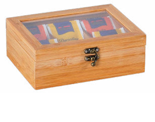 Kesper Teebeutelbox Bambus/Kunststoff, 6 Fächer, 21,7 × 16 × 9 cm, Braun
