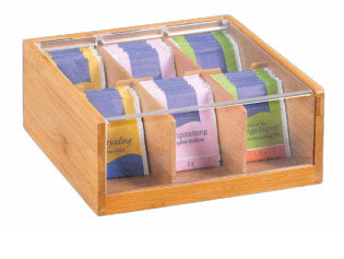 Kesper Teebeutelbox Bambus/Kunststoff, 6 Fächer, 22 × 21 × 9,5 cm