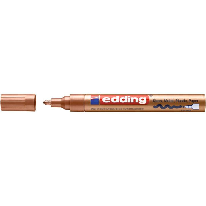 Edding 750 Lackmarker – Rundspitze 2–4 mm – Kupfer – für Glas, Metall und Kunststoff