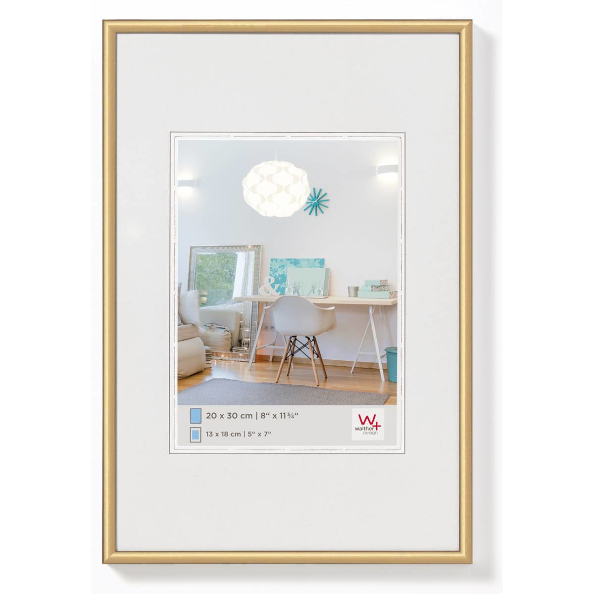 Walther Design Wechselrahmen New Lifestyle, gold, Kunststoff, 30 × 40 cm, mit 2 Jumbo-Aufhängern – eco:plus