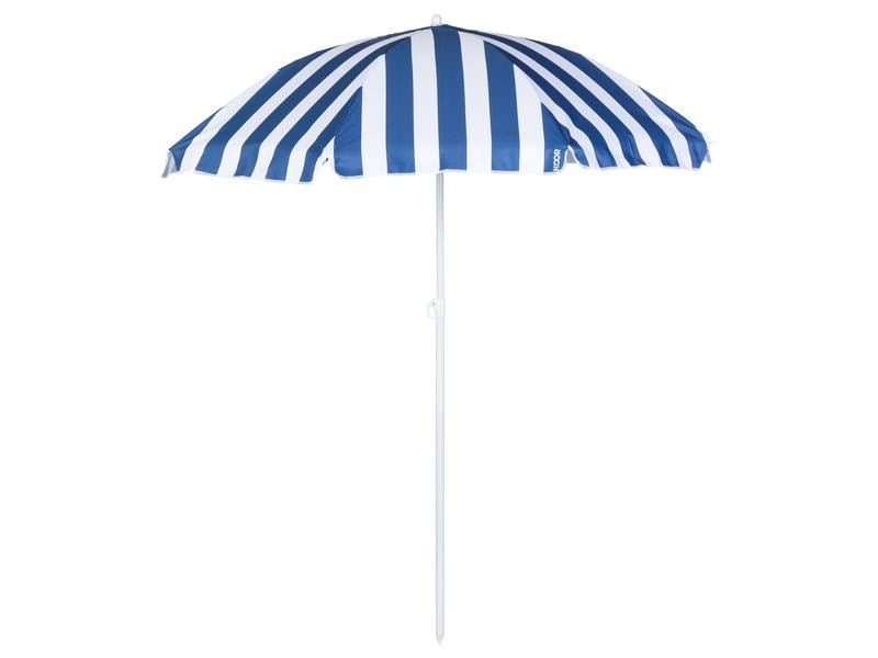 KOOR Sonnenschirm Marino – rund Ø 150 cm × 180 cm, blau/weiss, für Aussenbereich