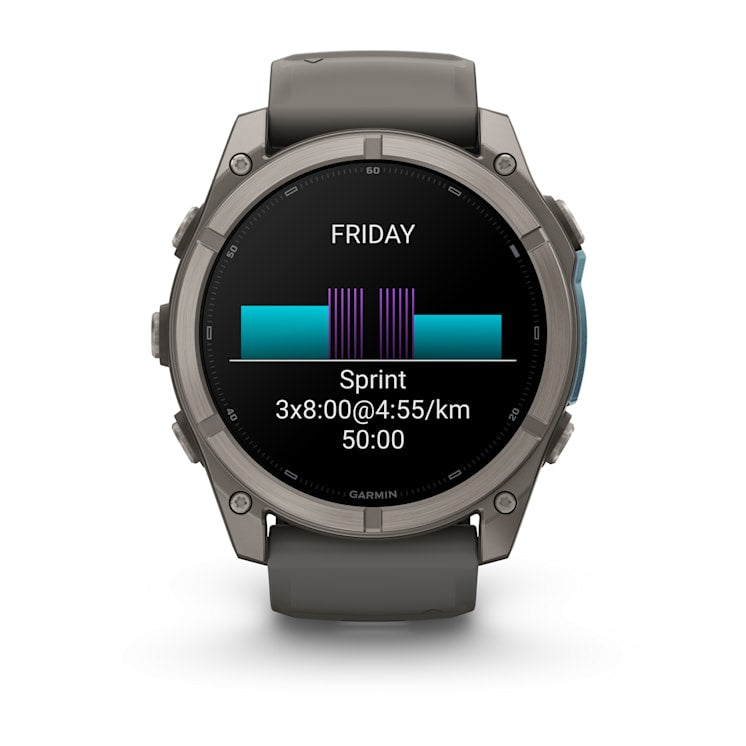 Garmin Fenix 9 51 mm GPS – Titan Steingrau, Silikonband Grau, 100 m, für Android, iPhone