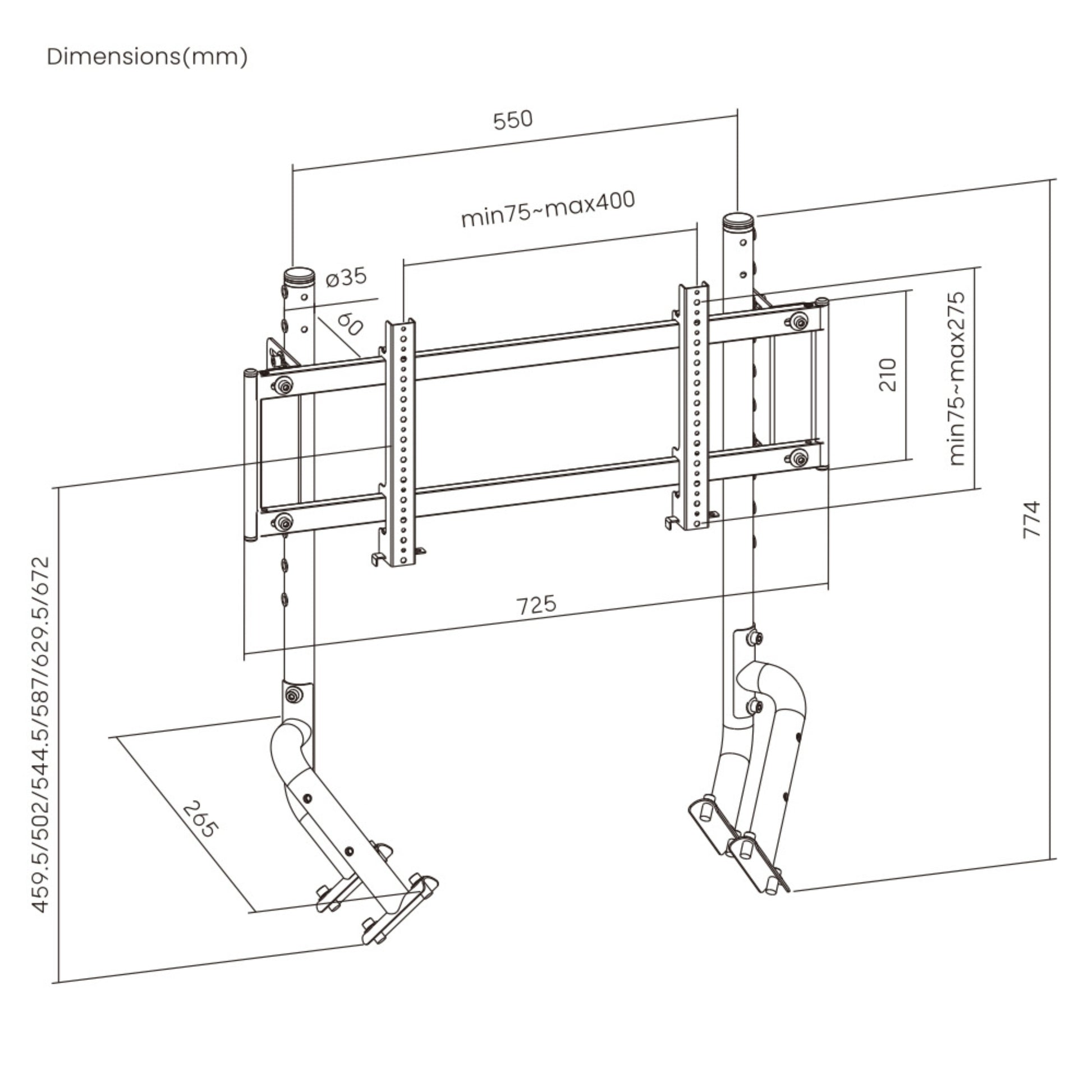 Oplite Tischständer – bis 57" – VESA 75×75–400×200 – bis 30 kg, Höhenverstellbar, für R8 Fury – OP-R8-SMSB