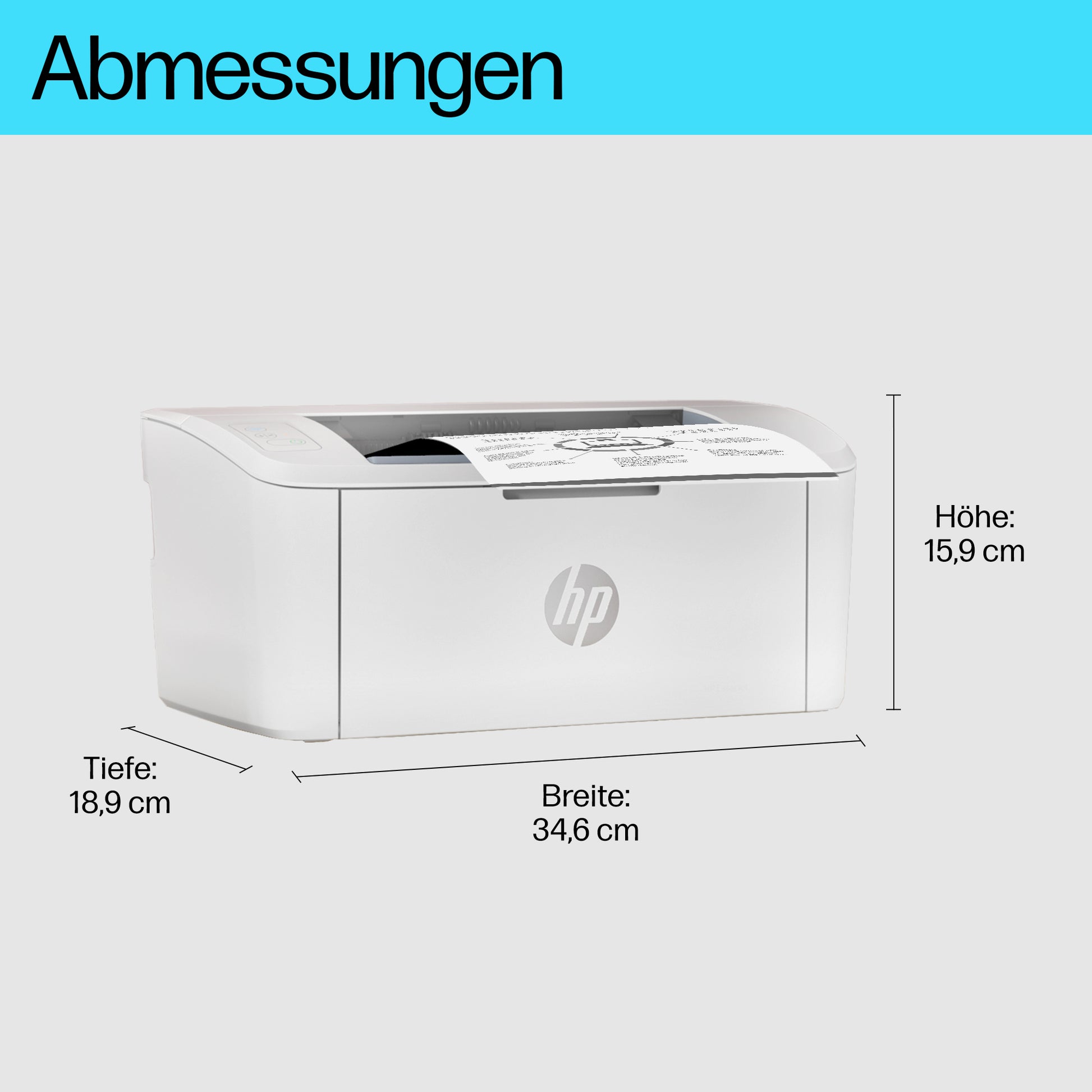 HP LaserJet M110w – A4, S/W, 20 S./Min., 600 × 600 dpi, WLAN/LAN/USB, Papier: 150 Blatt