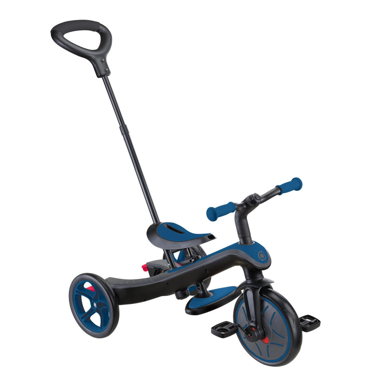 Globber Explorer 4 in 1 Dreirad – Verstellbarer Sitz, Schiebestange, Gurt – ab 10 Monaten – Blau