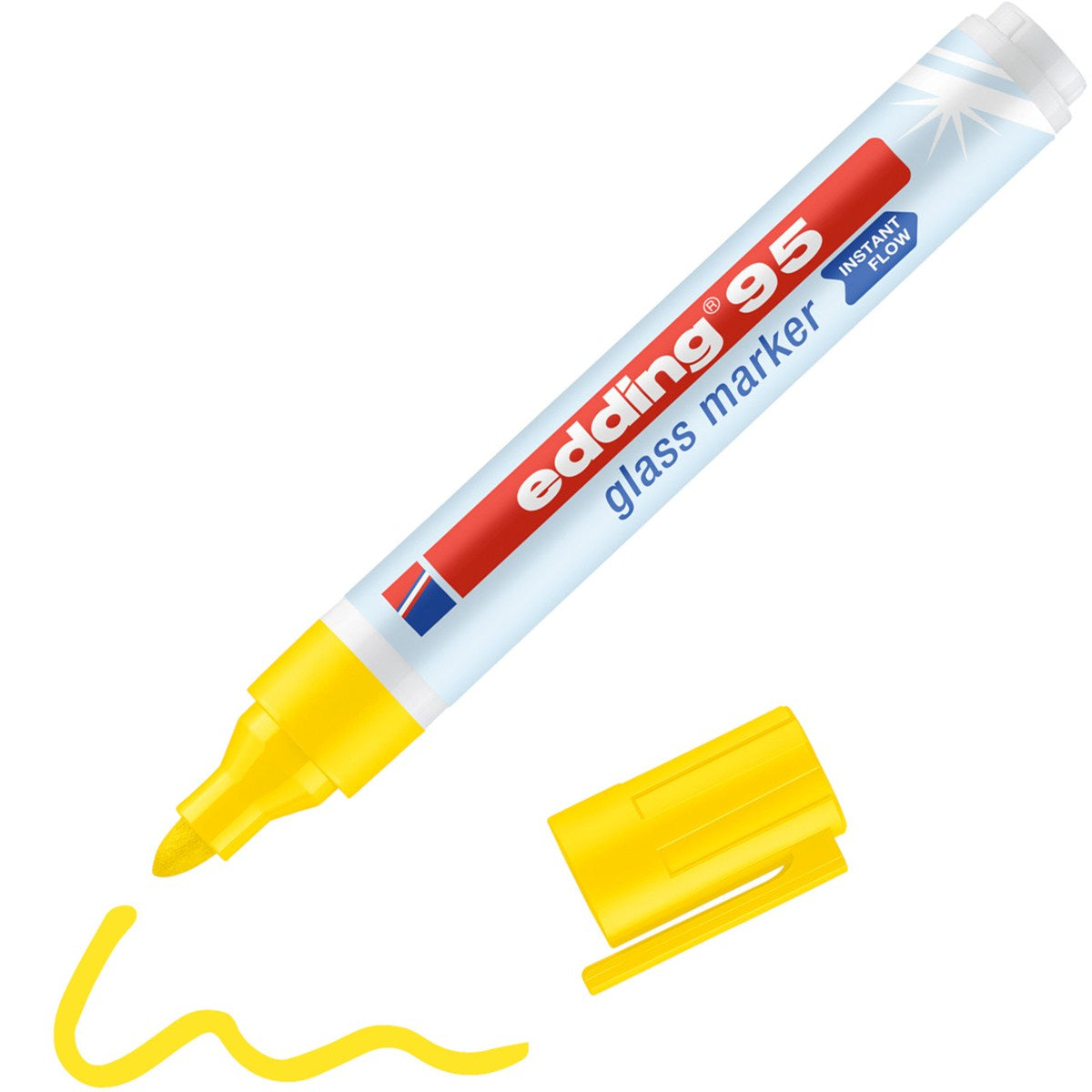 Edding Glassboardmarker – Rundspitze 1,5–3 mm, Gelb, trocken abwischbar, deckend – für Glasboards & Whiteboards