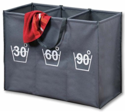 Kesper 89170 Aufbewahrungskorb 150 l – Polyester – Grau – mit Griff, 3 Fächer – 750 × 600 × 350 mm