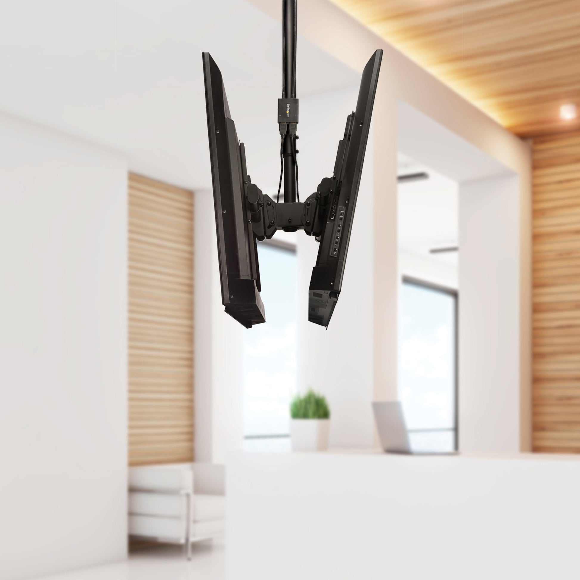 StarTech.com Deckenhalterung – Rücken an Rücken – 32–75" – VESA 200×200–600×400 – bis 90 kg, Teleskopmast