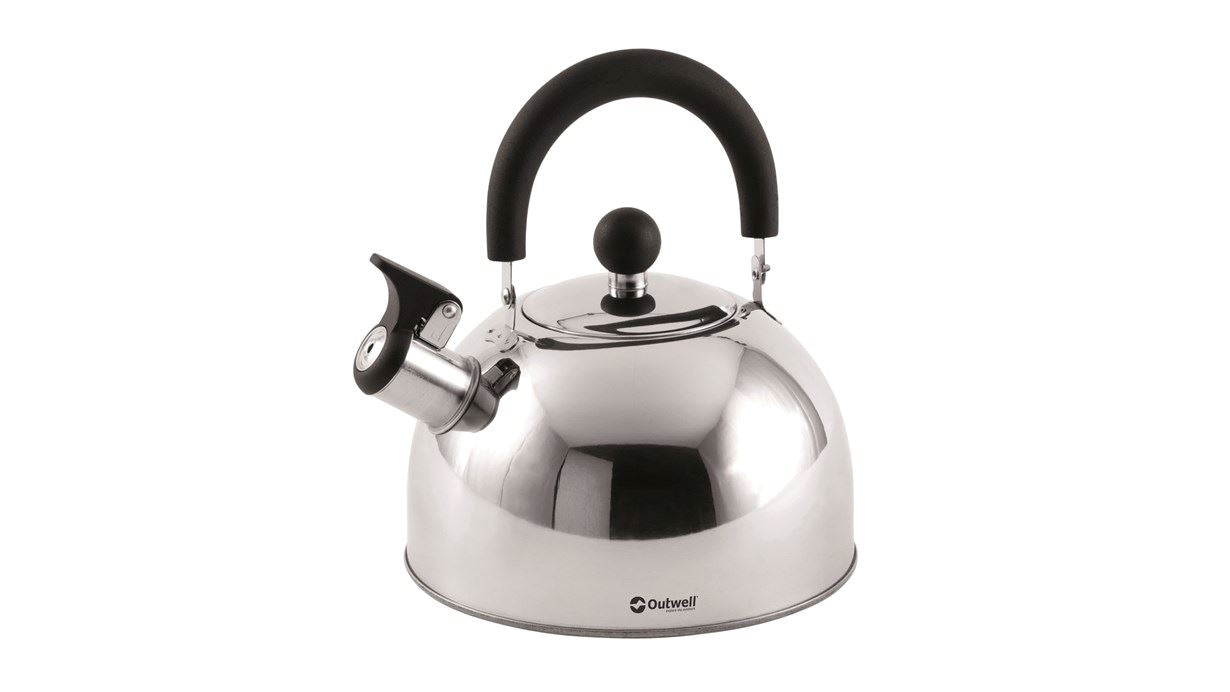 Outwell Tea Break Kettle M – Teekanne, 1,8 l, Edelstahl, Schwarz/Silber