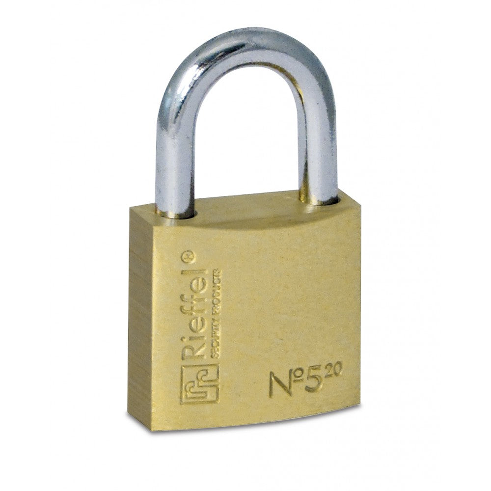 Rieffel Nr. 5 SB Vorhängeschloss – Messing, Bügel H×B 13×20 mm, Ø 3,5 mm