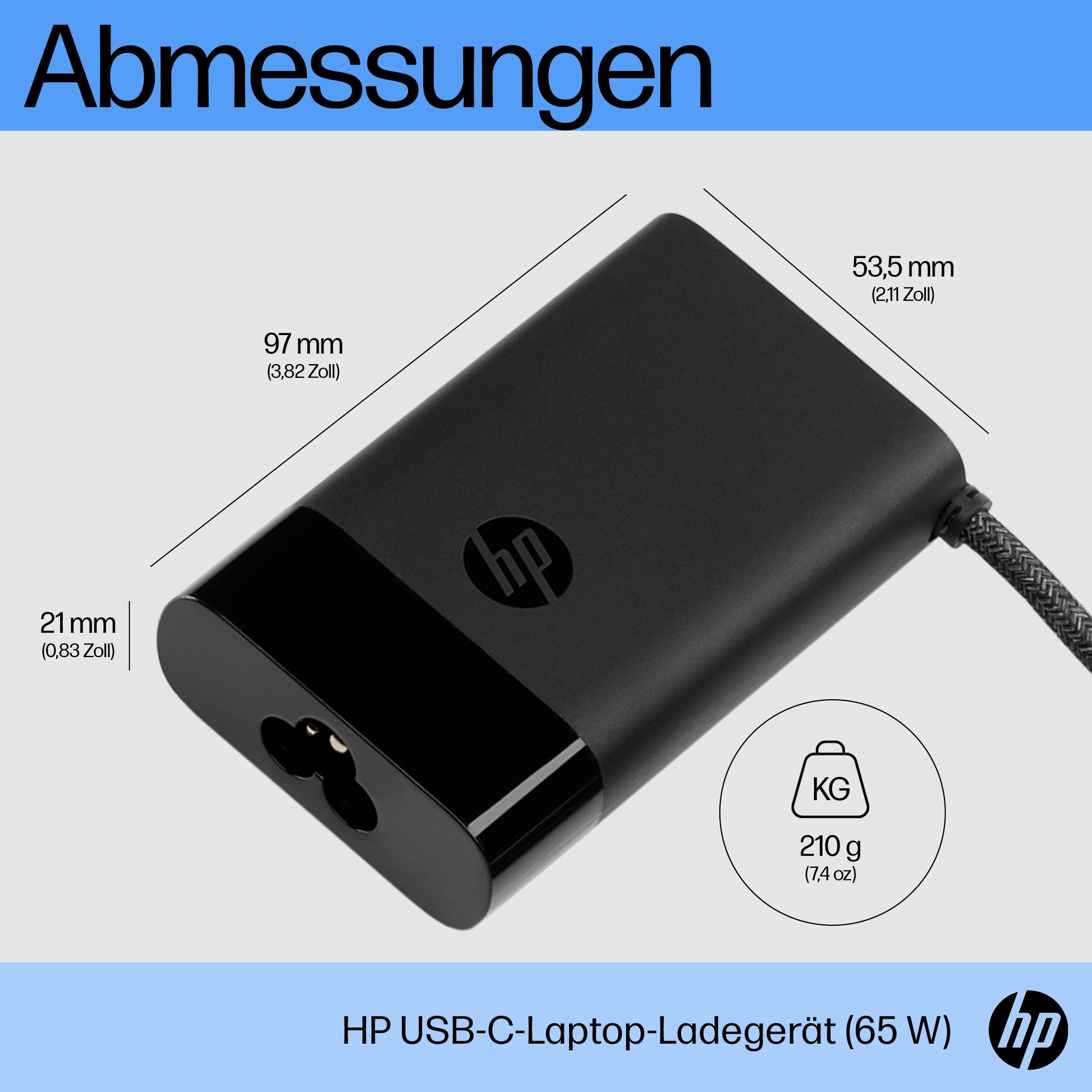 HP Laptop-Ladegerät 65 W – USB-C – schwarz