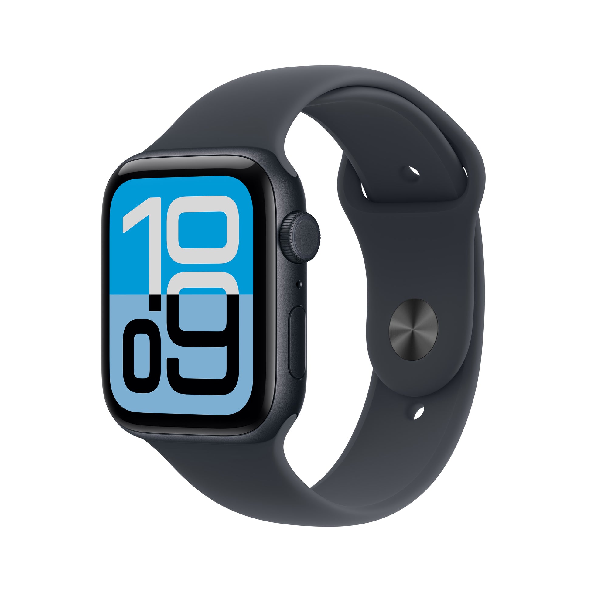 Apple Watch SE (2025) – Smartwatch – 44 mm, LTE, OLED, Ion-X Glas, 50 m, Midnight, Bandgrösse M/L, Sportarmband