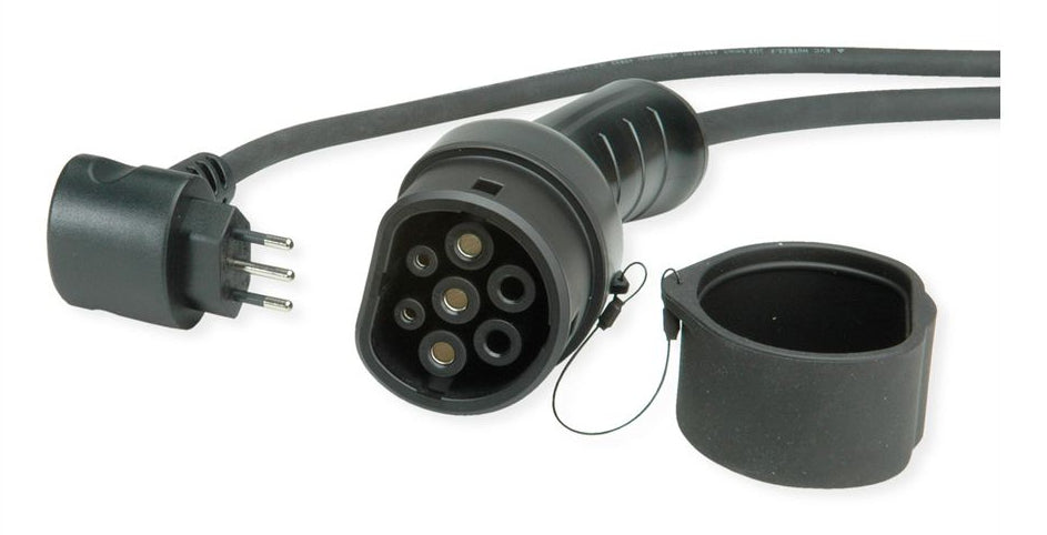 ROLINE Elektroauto-Ladekabel Stromkabel – CEI23-50 (Typ L)–Typ 2, Mode 2, 7,5 m, 1-phasig 10 A 2,3 kW, IP54