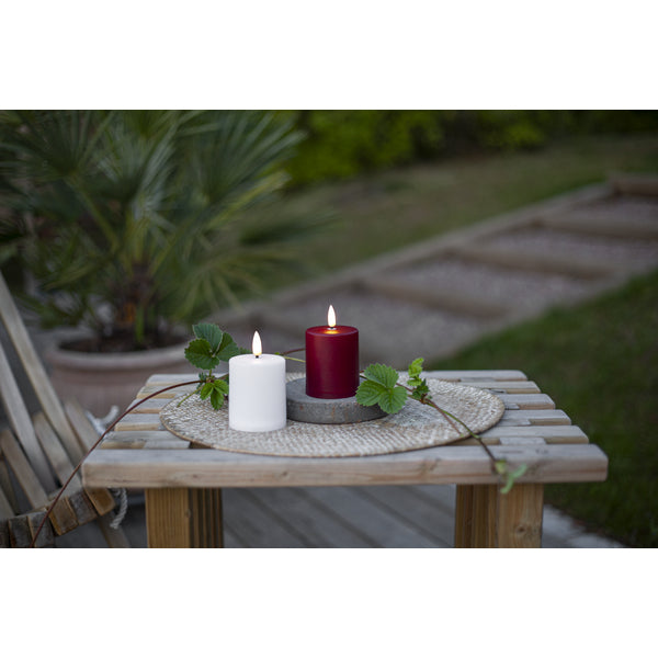 Star Trading LED-Kerze Paula – Ø 6,1 × 10 cm, 0,02 W, Warmweiss, Rot, batteriebetrieben, Timer