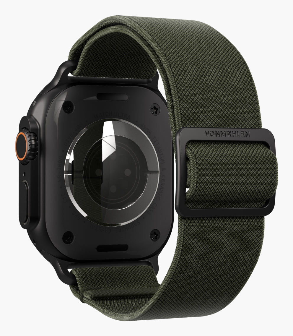 Vonmählen Classic Nylon Loop – Armband – für Apple Watch Ultra, Olive, Schwarz, One Size, Nylon