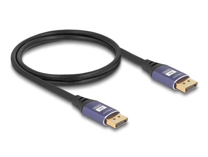 DeLOCK DisplayPort Kabel DP 1.4 8K 60 Hz – 1 m – Schwarz/Flieder
