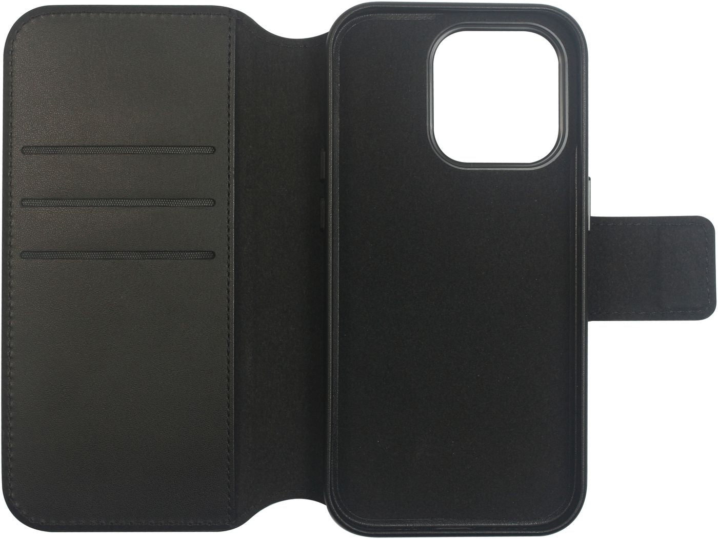 eSTUFF INFINITE MILAN Wallet-Case – Schwarz, Leder – für Apple iPhone 16 Pro Max – mit 3 Kartenfächern