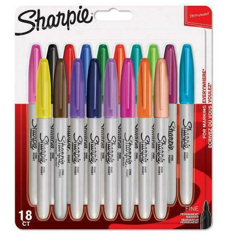 Sharpie Permanentmarker – Rundspitze 1,0 mm – Mehrfarbig – 18er-Pack