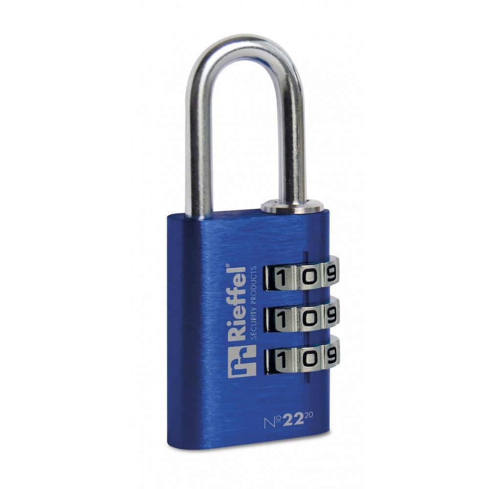 Rieffel Nr. 22 Kombinationsschloss – 3-stellig, Aluminium, Blau