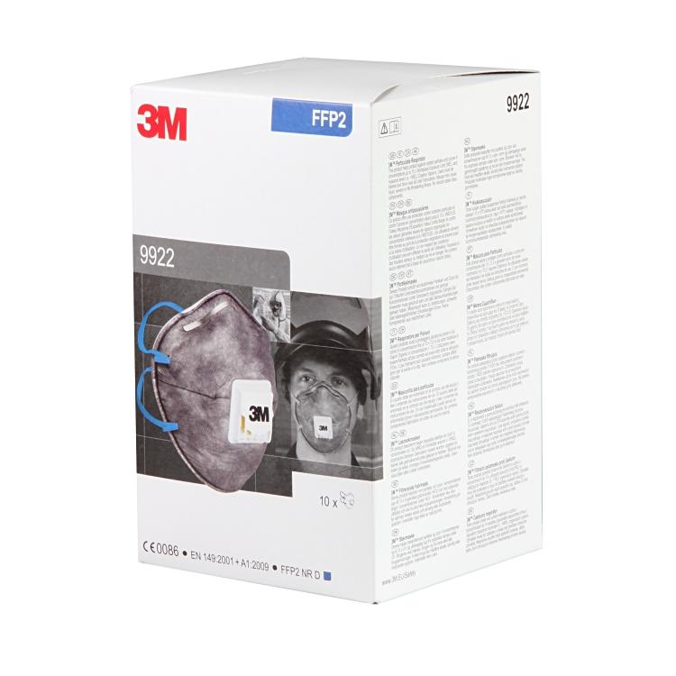 3M Atemschutzmaske FFP2 9922 – mit Ventil – Braun – 100 Stk.