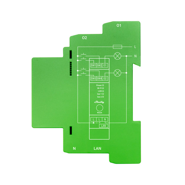 Shelly Pro Dimmer 2PM – Zubehör – WLAN, 200 W (LED), 100 W (Halogen)