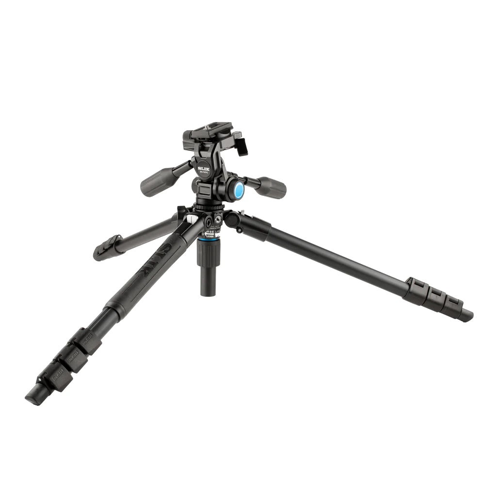 Slik PRO AL-324-3WFC Dreibeinstativ – 3-Wege-Kopf, bis 145 cm – 4 kg – Aluminium, Schwarz