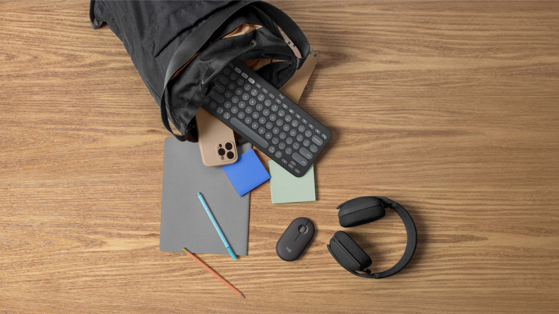Logitech Pebble Keys 2 – Tastatur-Maus-Set – Bluetooth & 2,4 GHz (Logi Bolt) – QWERTY (UK-INT) – Graphit