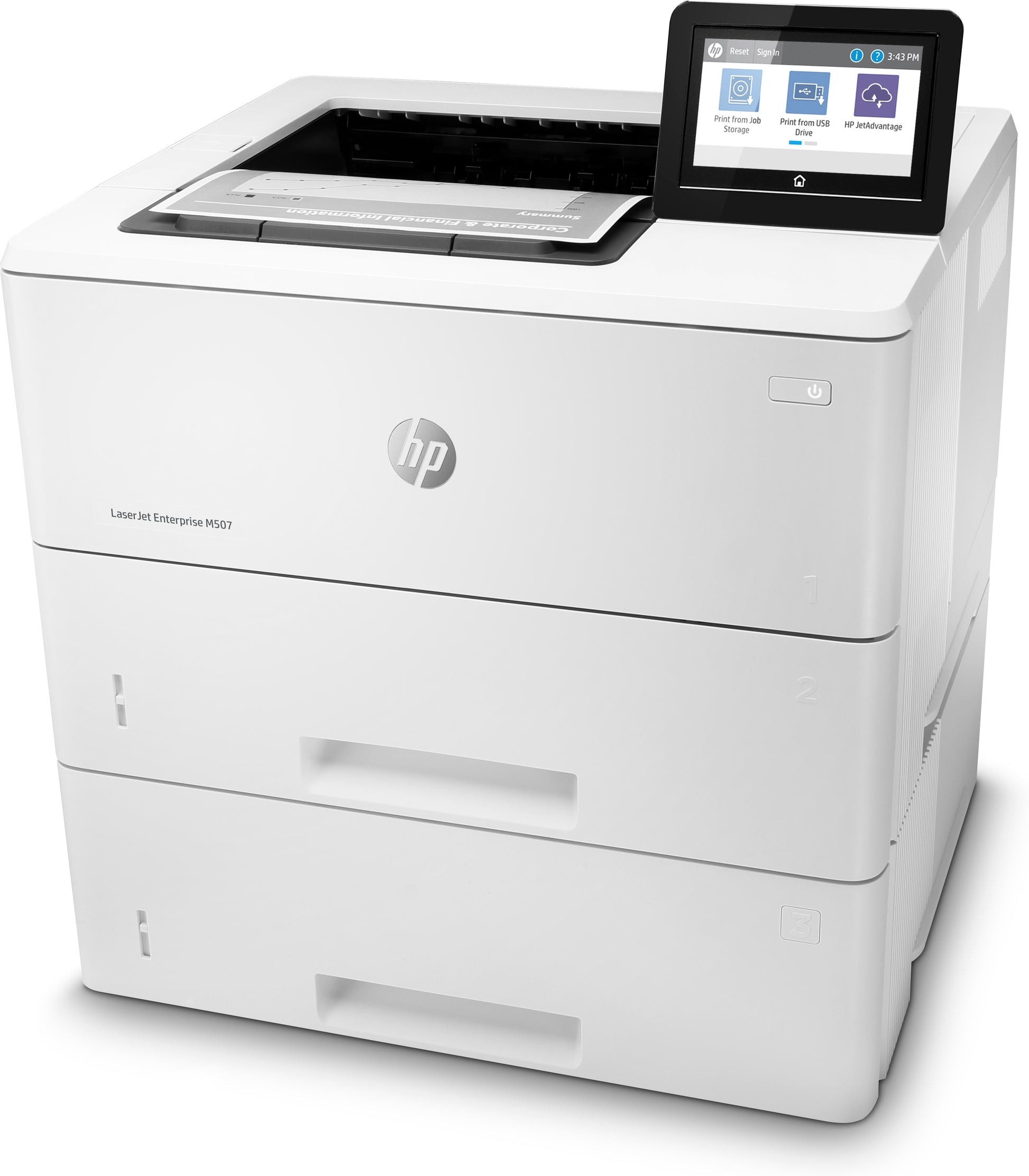 HP LaserJet Enterprise M507x – Schwarz-Weiss, A4, Duplex, WLAN, LAN, USB, 43 Seiten pro Minute, AirPrint, Mopria