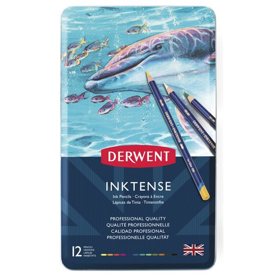 Derwent Professionelle Aquarellfarbstifte – 12 Stk., deckend, mit Federmäppchen