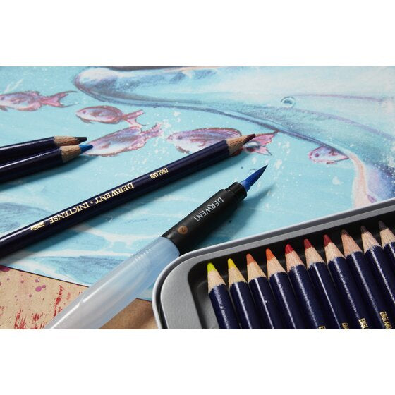 Derwent Professionelle Aquarellfarbstifte – 12 Stk., deckend, mit Federmäppchen