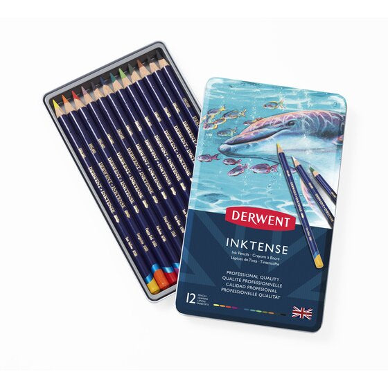 Derwent Professionelle Aquarellfarbstifte – 12 Stk., deckend, mit Federmäppchen
