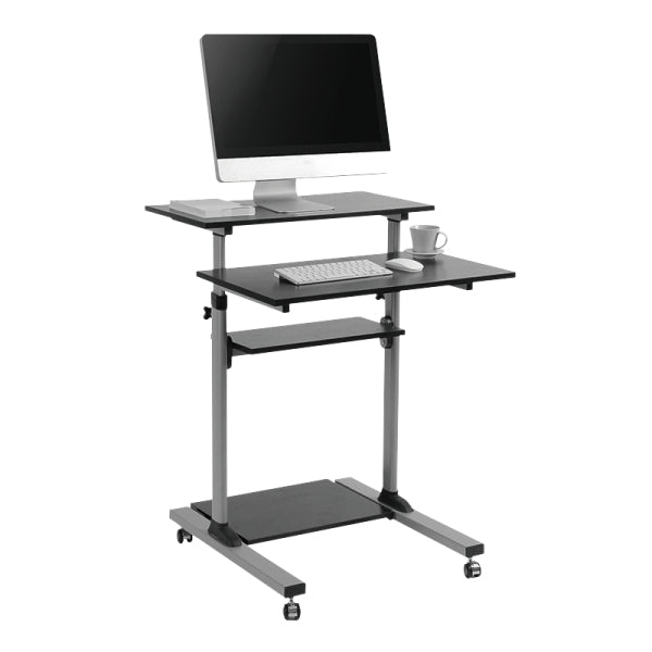 LogiLink Steh-/Sitz-Tisch – 70,5 × 70 cm, höhenverstellbar, anthrazit, Stahl, Spanplatte