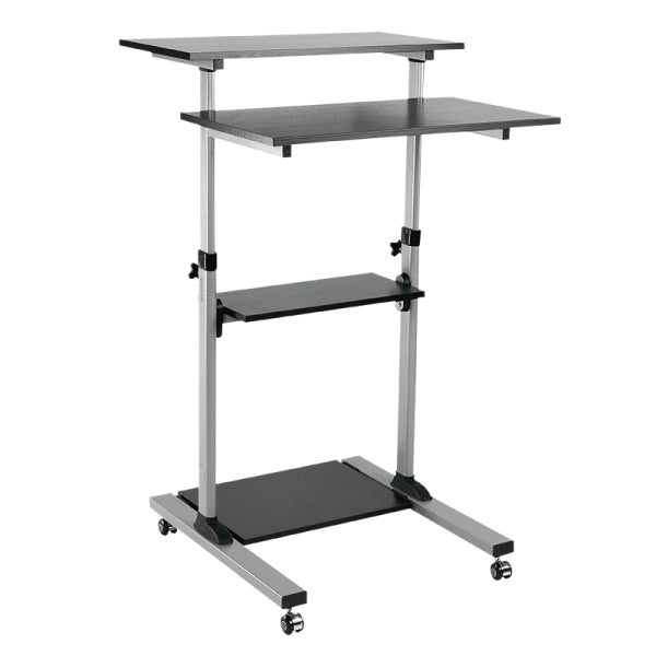 LogiLink Steh-/Sitz-Tisch – 70,5 × 70 cm, höhenverstellbar, anthrazit, Stahl, Spanplatte