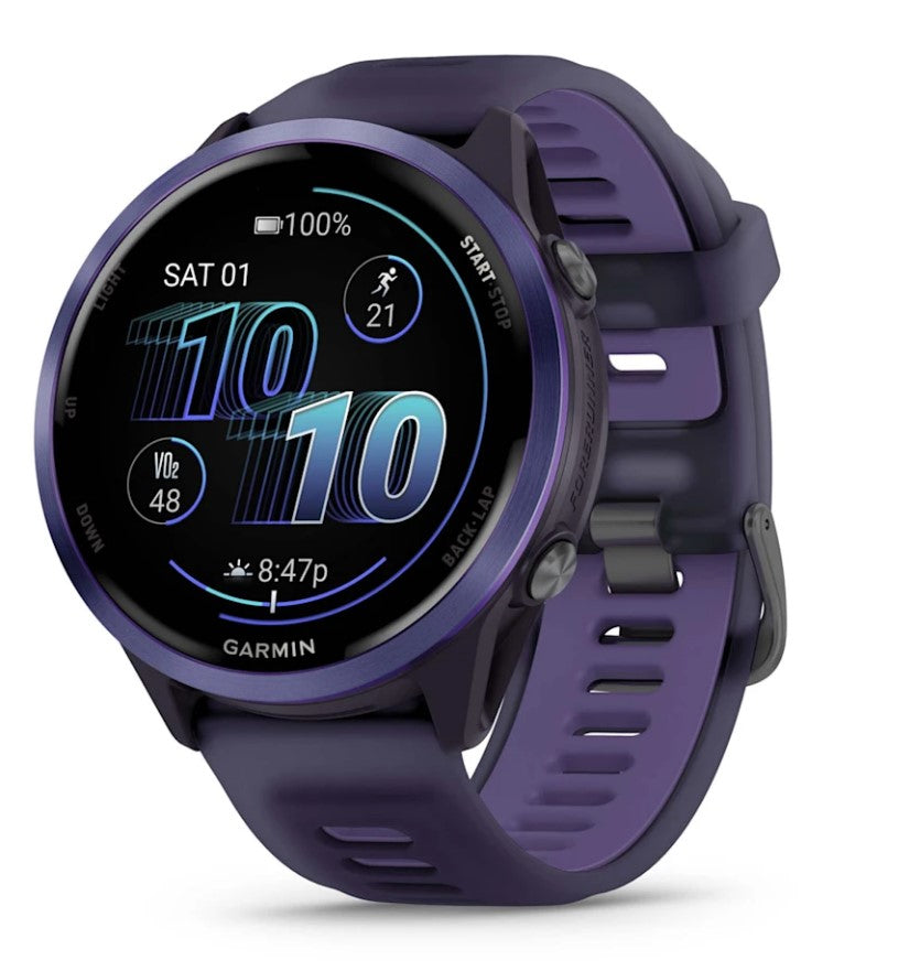 Garmin Forerunner 570 47 mm GPS – Aluminium, Sportarmband Lila, 50 m, für Android und iOS