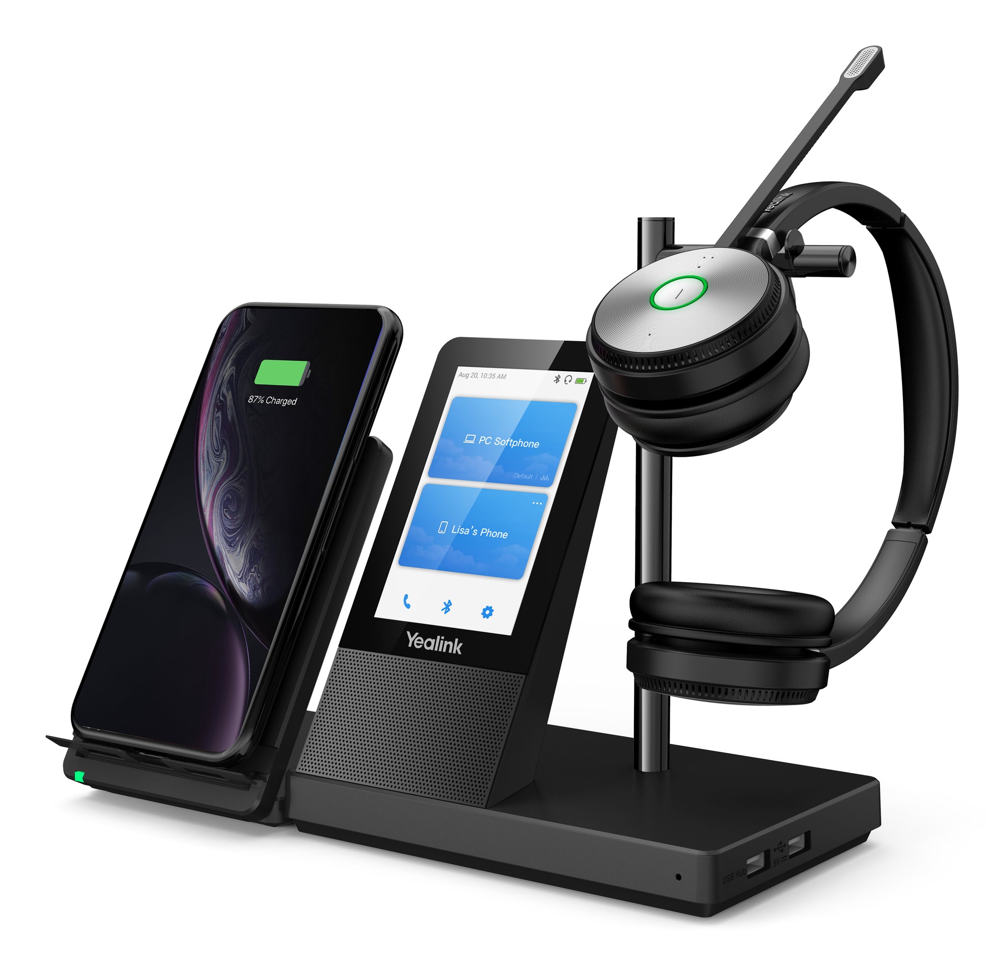 Yealink WH66 Dual UC – Duo Headset – DECT, mit Basisstation – Schwarz – bis 14 h