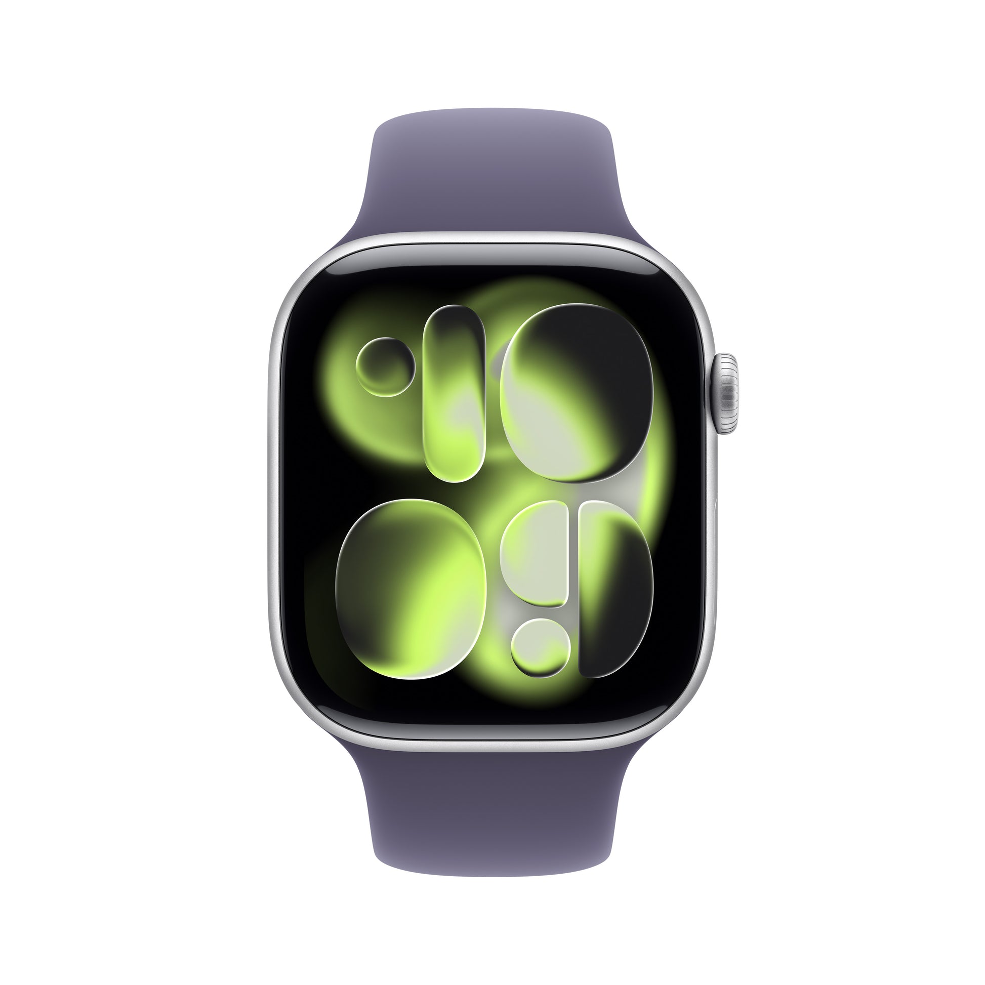 Apple Watch S11 – Smartwatch – 46 mm, GPS, OLED, 50 m, Silber, Purple Fog Sportband (S/M)