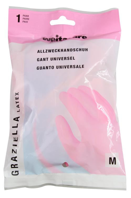 Weitaglove Arbeitshandschuhe Graziella – S – Naturlatex, Pink, 30 cm, 0,40 mm
