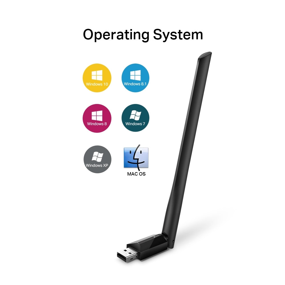 TP-Link Archer T2U Plus – WLAN-Stick, Wi-Fi 5 (802.11ac), Dual-Band, bis 600 Mbit/s, USB 2.0, externe Antenne