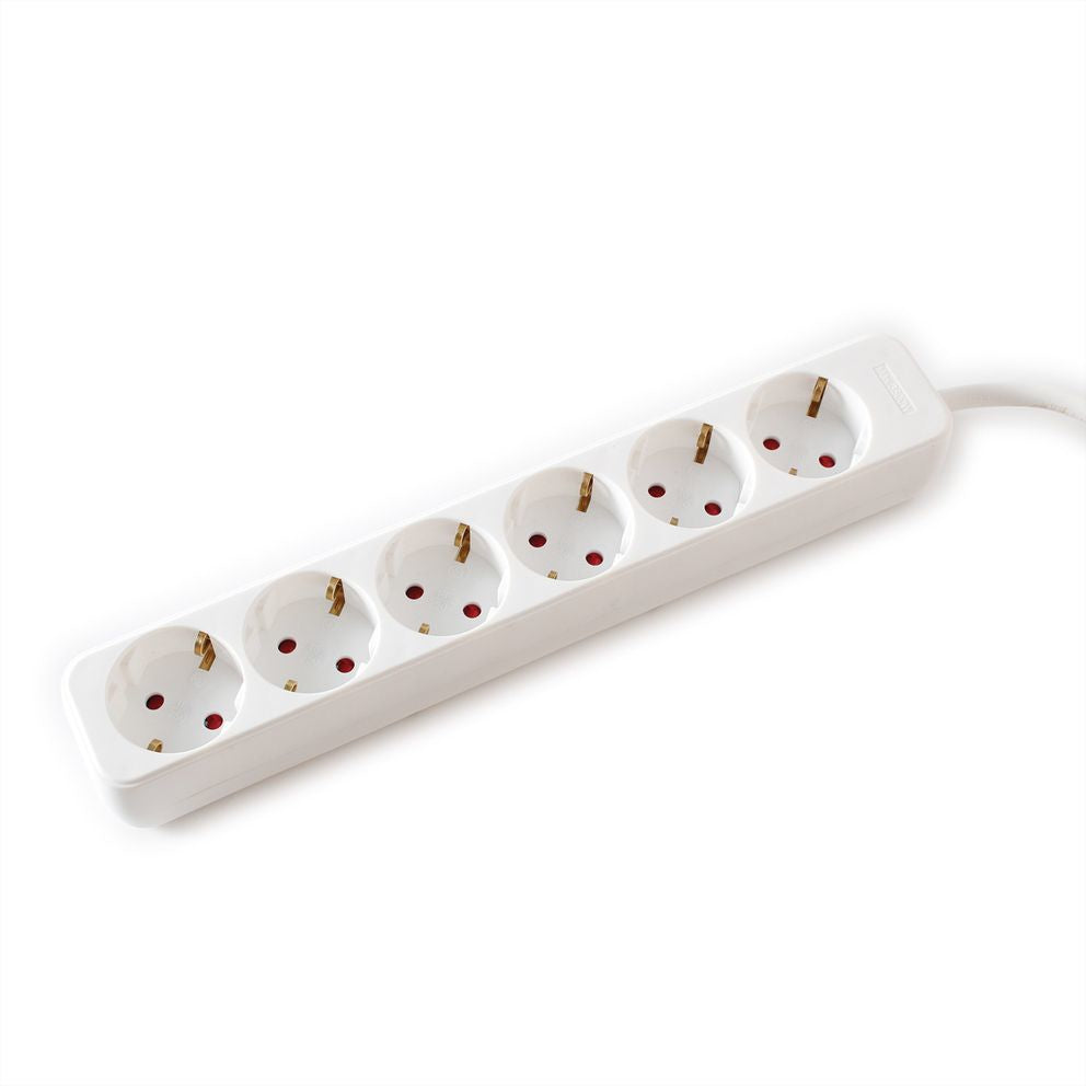 VALUE Steckdosenleiste – 6× Steckdosen, 1,5 m, ohne Schalter, Weiss