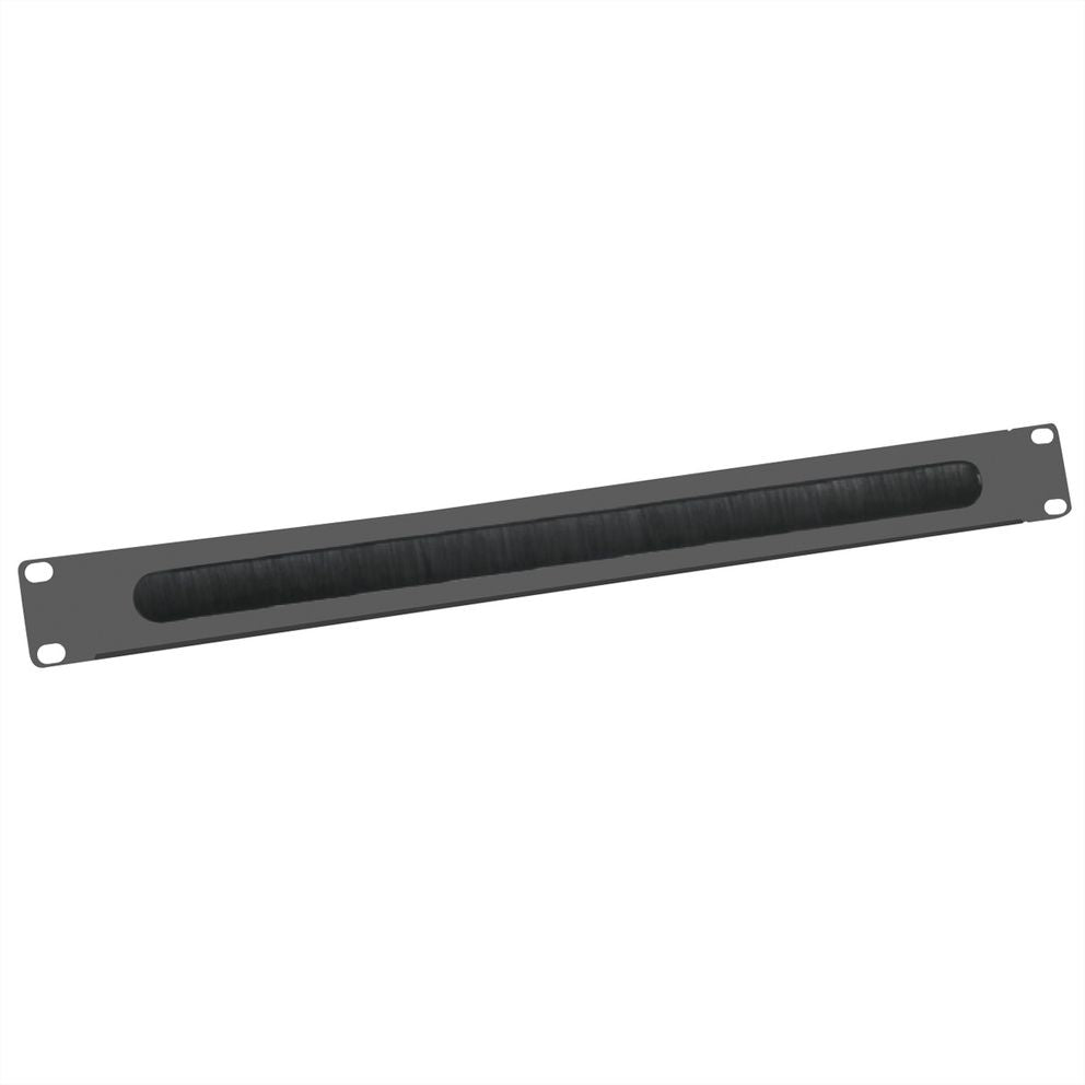 VALUE 19" Rangierpanel 1U, Bürstendichtung, Metall – Schwarz