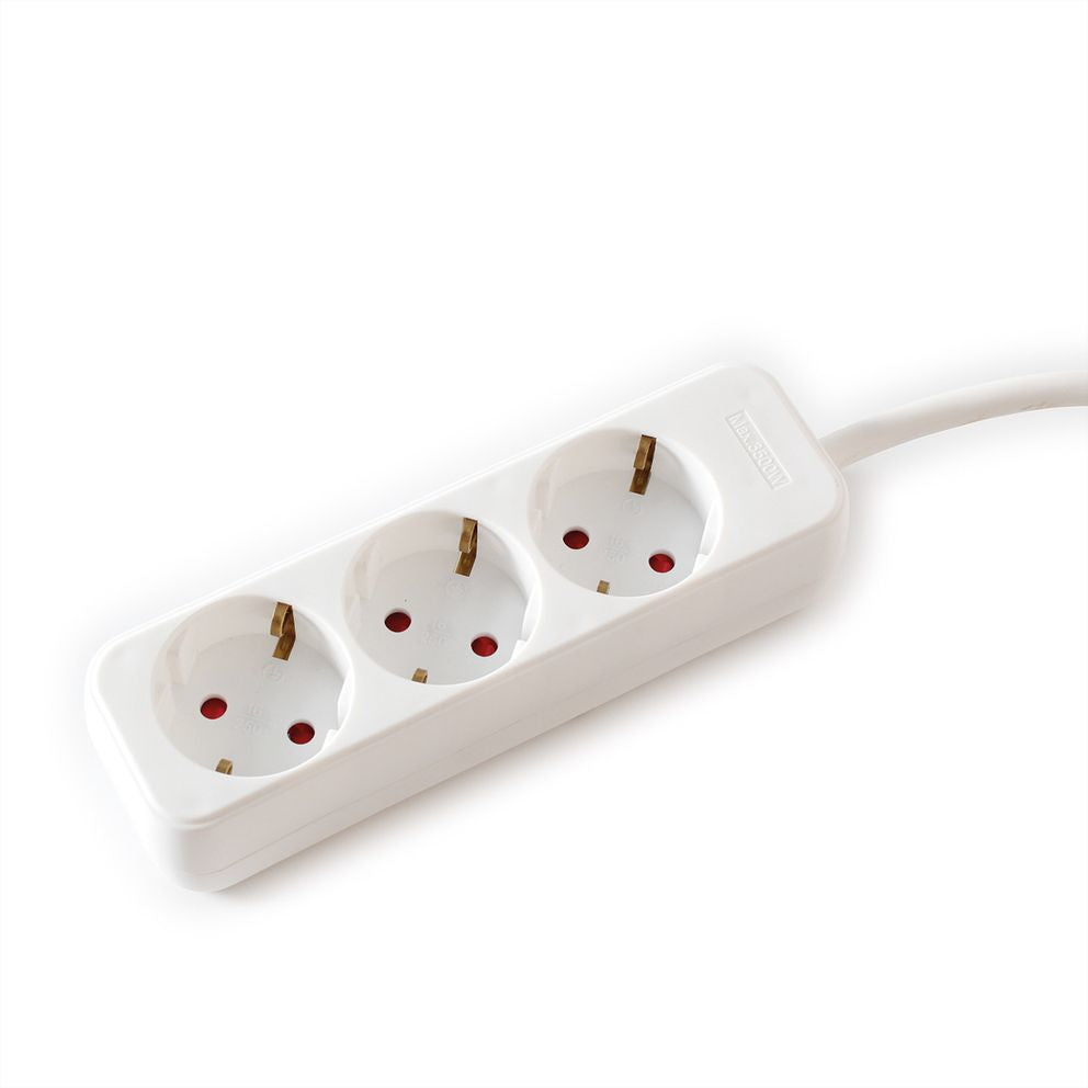 VALUE Steckdosenleiste – 3×Schuko (Typ E/F), 1,5 m, 45° gewinkelte Ausgänge, Berührungsschutz