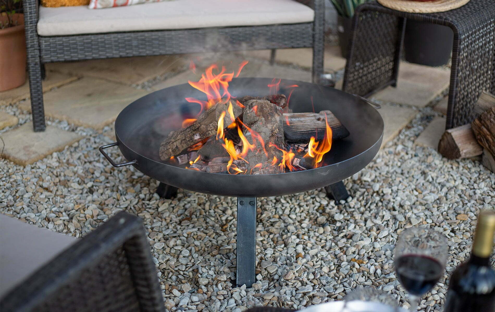 La Hacienda Feuerschale – Ø 100 × 41 cm – Stahl, schwarz